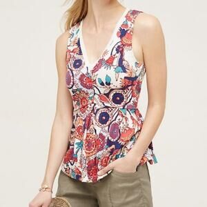 Anthro Deletta Amalia Floral Print Peplum Tank
